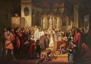 YBV0201364_Vittore-Pisani-receives-Holy-Communion-before-taking-command-of-an-expedition-against-the-Genoese