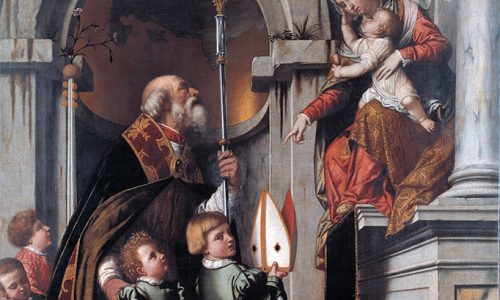 St. Nicholas of Bari presents the Rovelli students to Madonna and Child 
*1539
