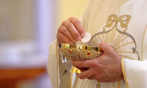 Holy,Host,In,The,Hands,Of,The,Priest,On,The